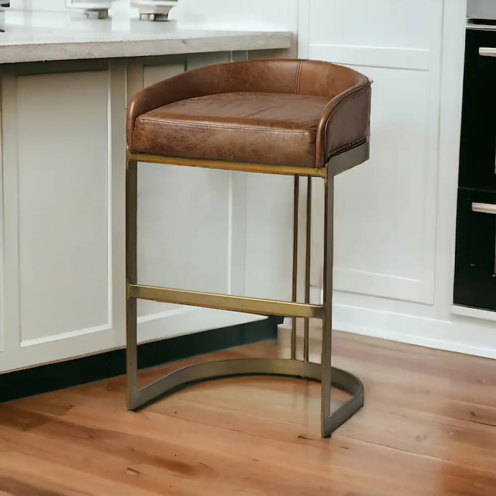 Leather bar stool in modern kitchen.