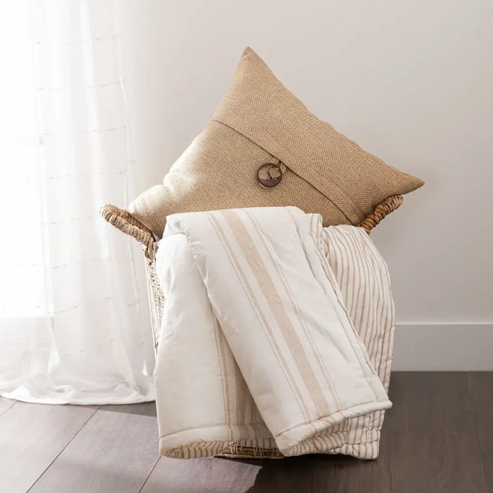 linen texture button pillow farmhouse stripe throw bundle (1)