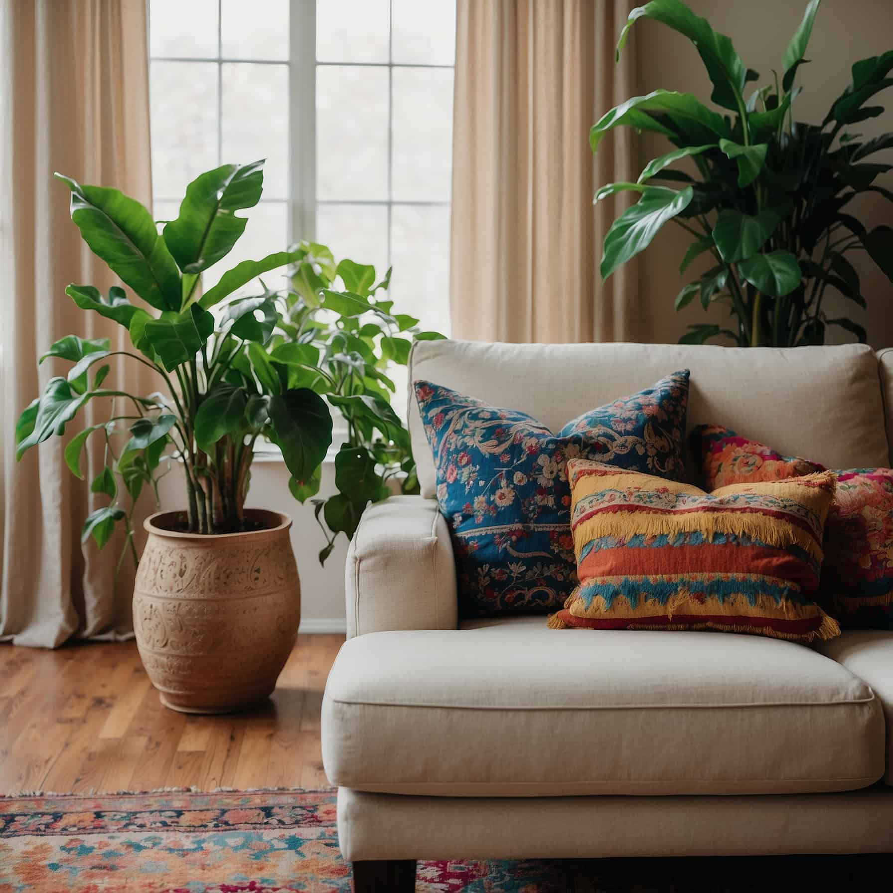 Bright and colorful living room details