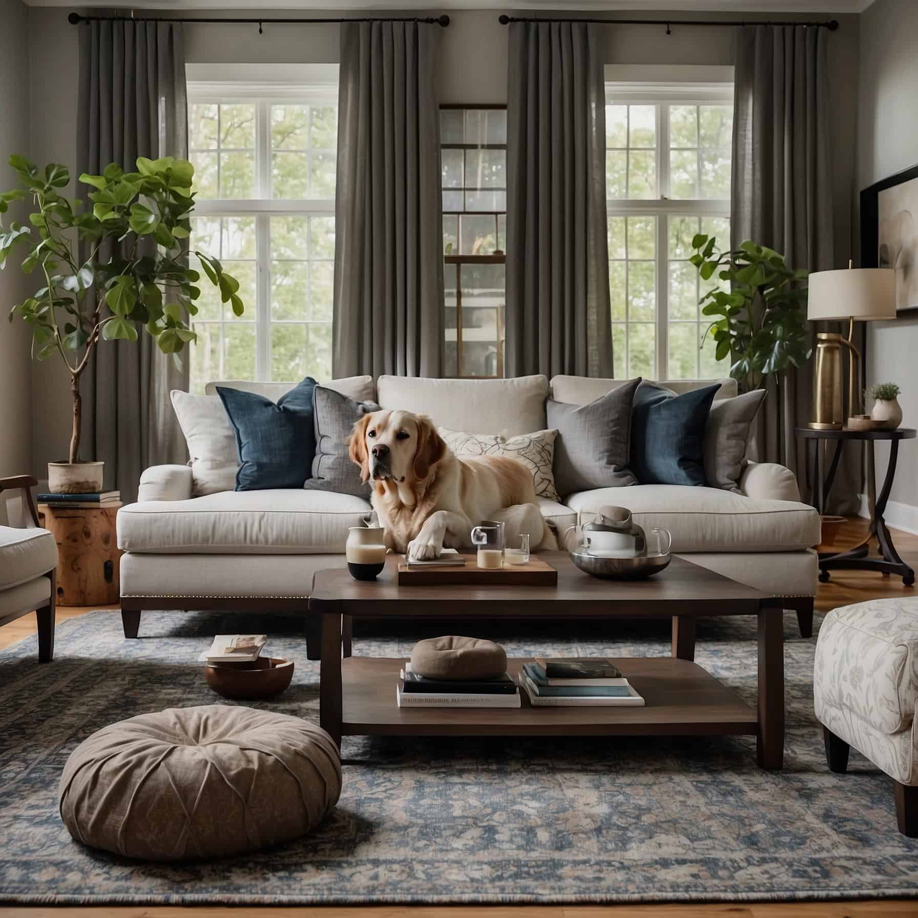 Chic and Cozy Pet-Friendly Living Room