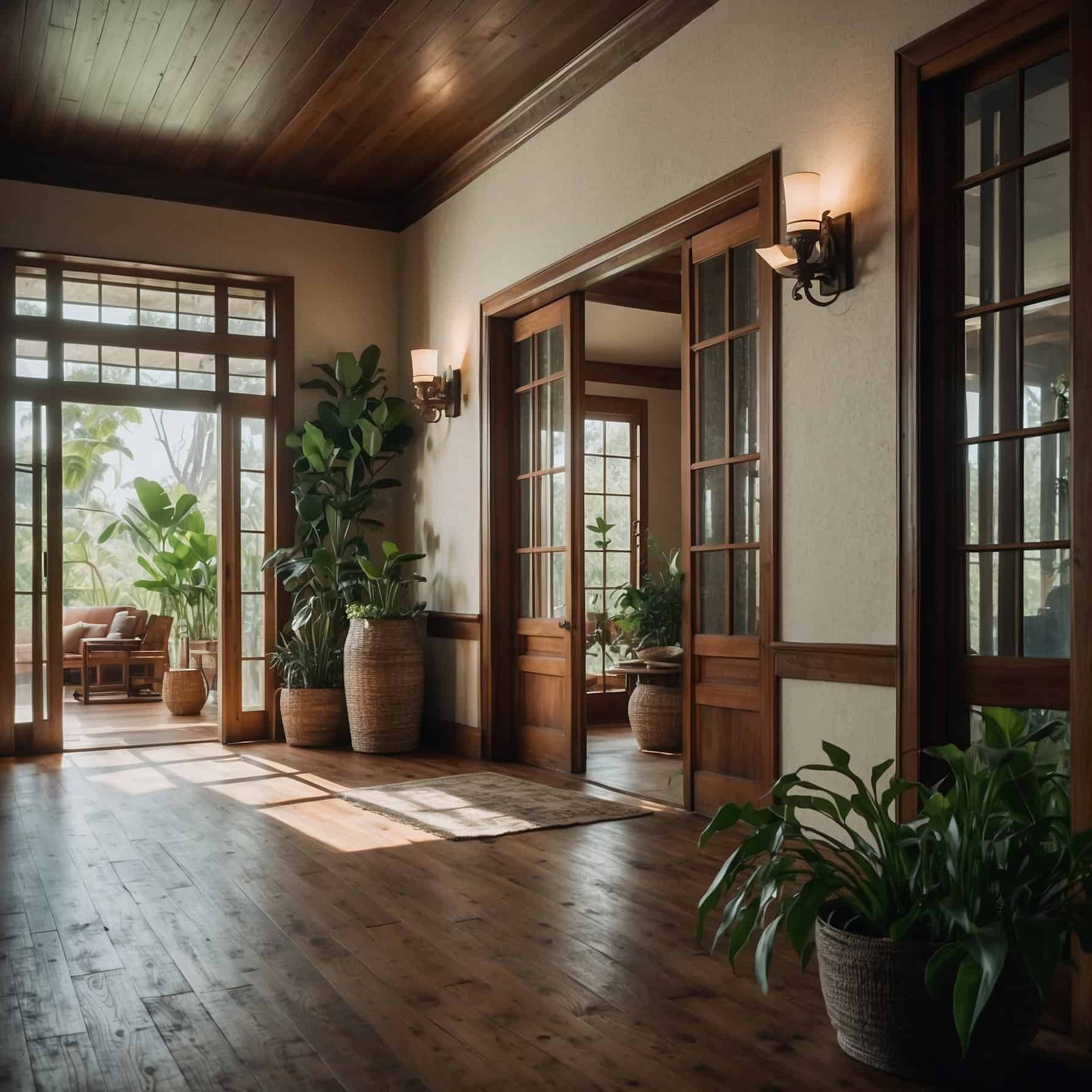 Diverse Indoor Plants in Entryway