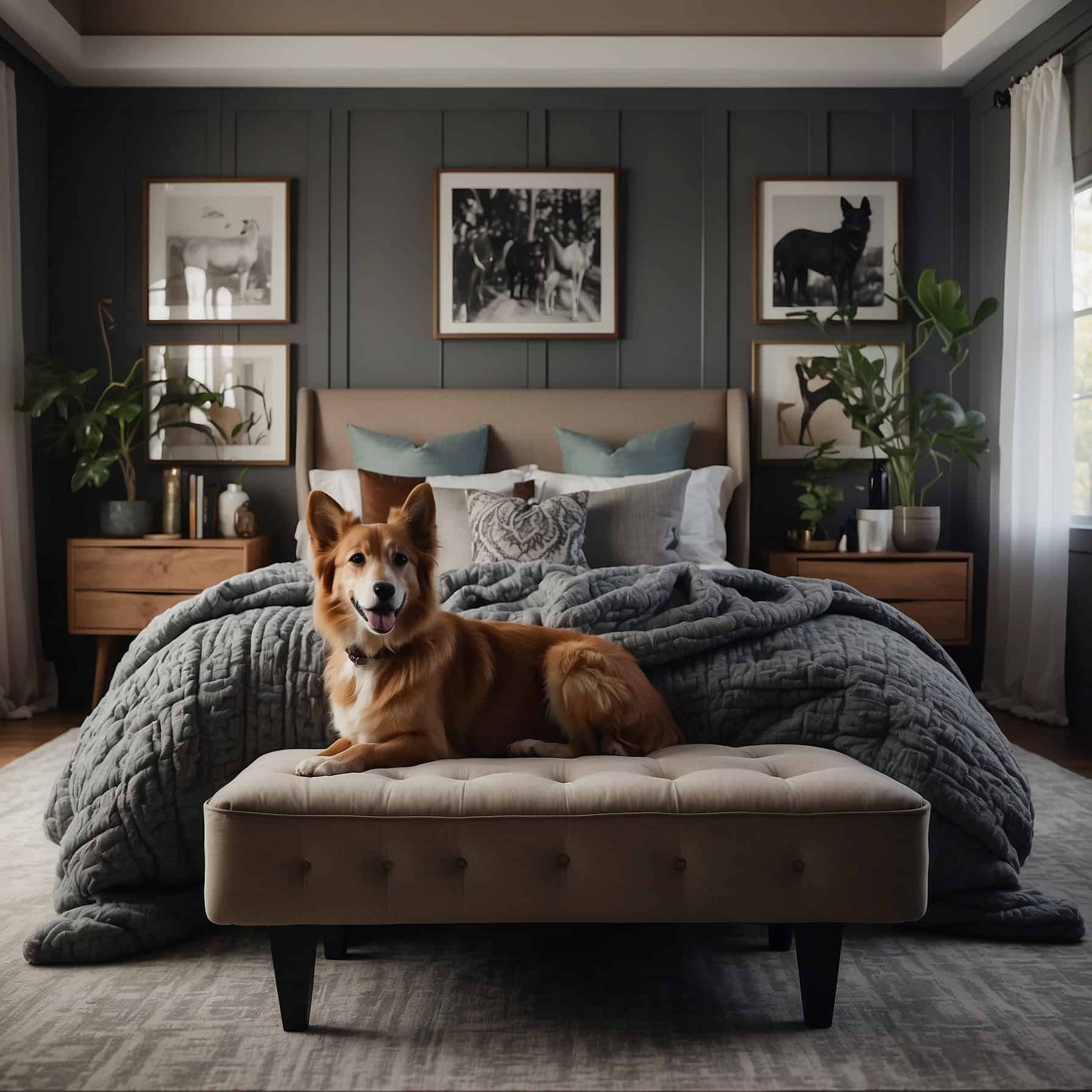 Cozy Pet-Friendly Bedroom Setting