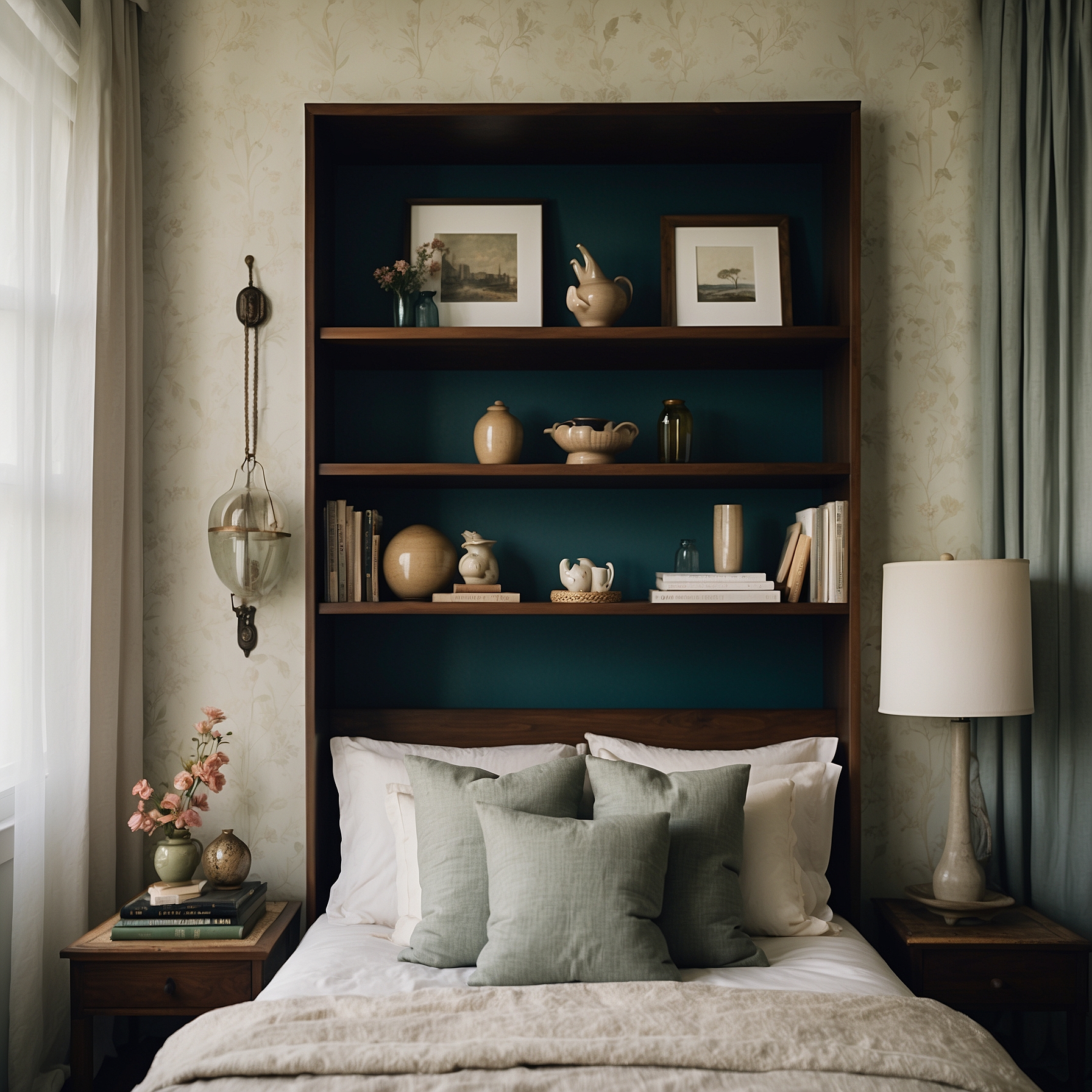 Stylishly Arranged Bedroom Shelves