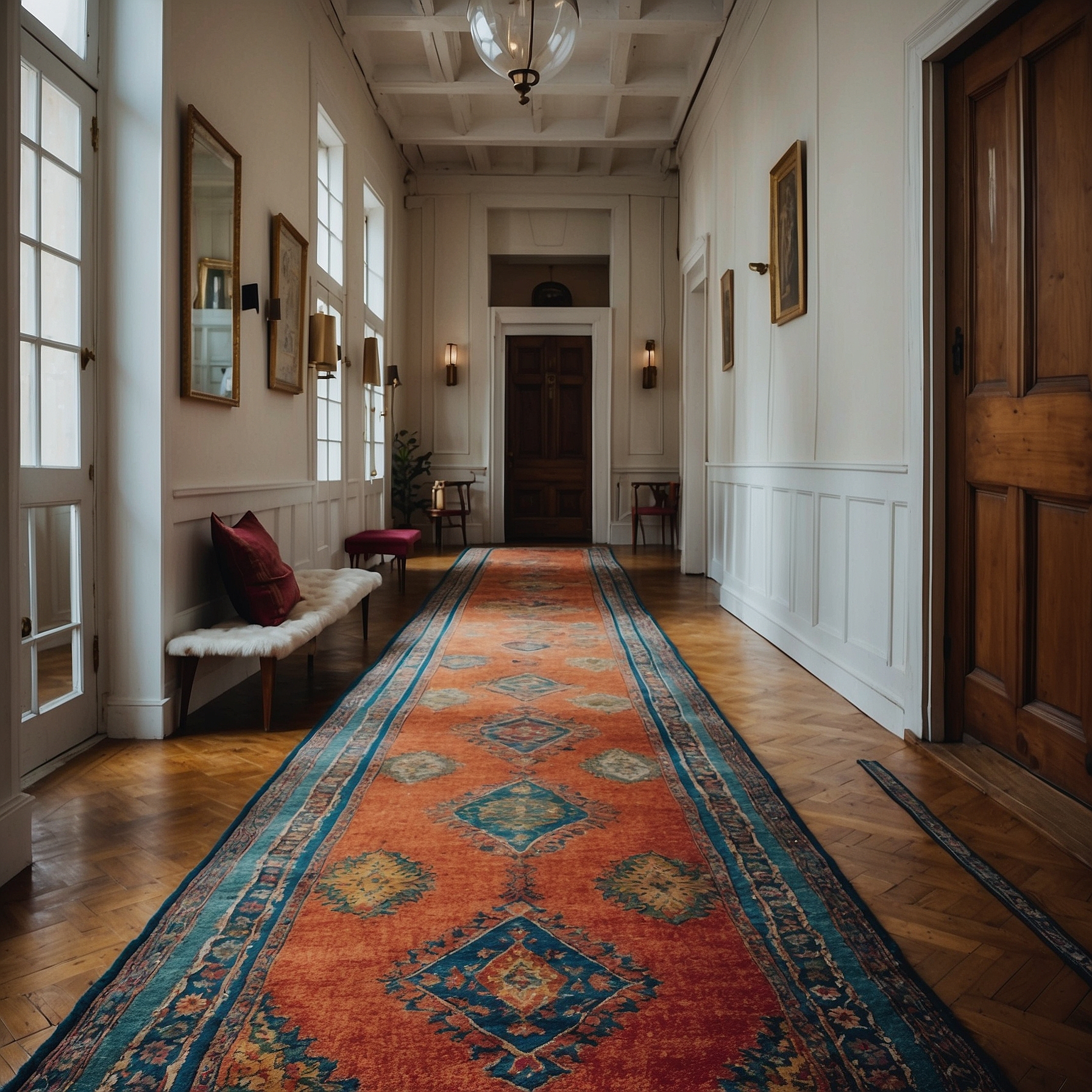 Hallway transformation with rugs and mats