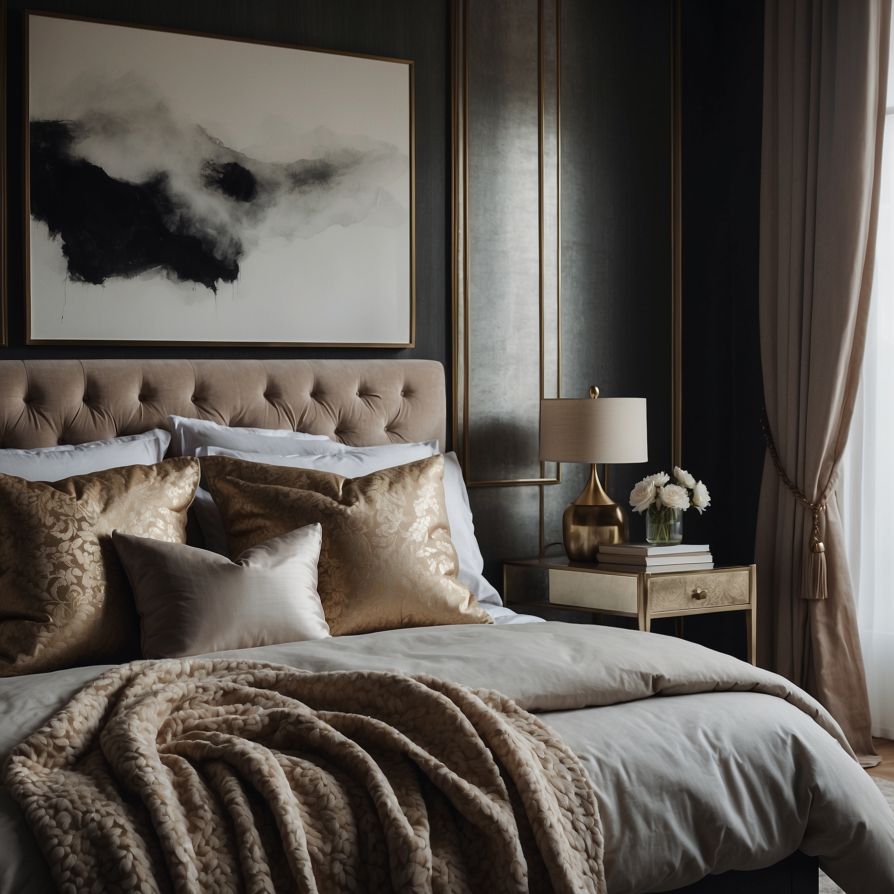 Metallic Accents in Bedroom Decor