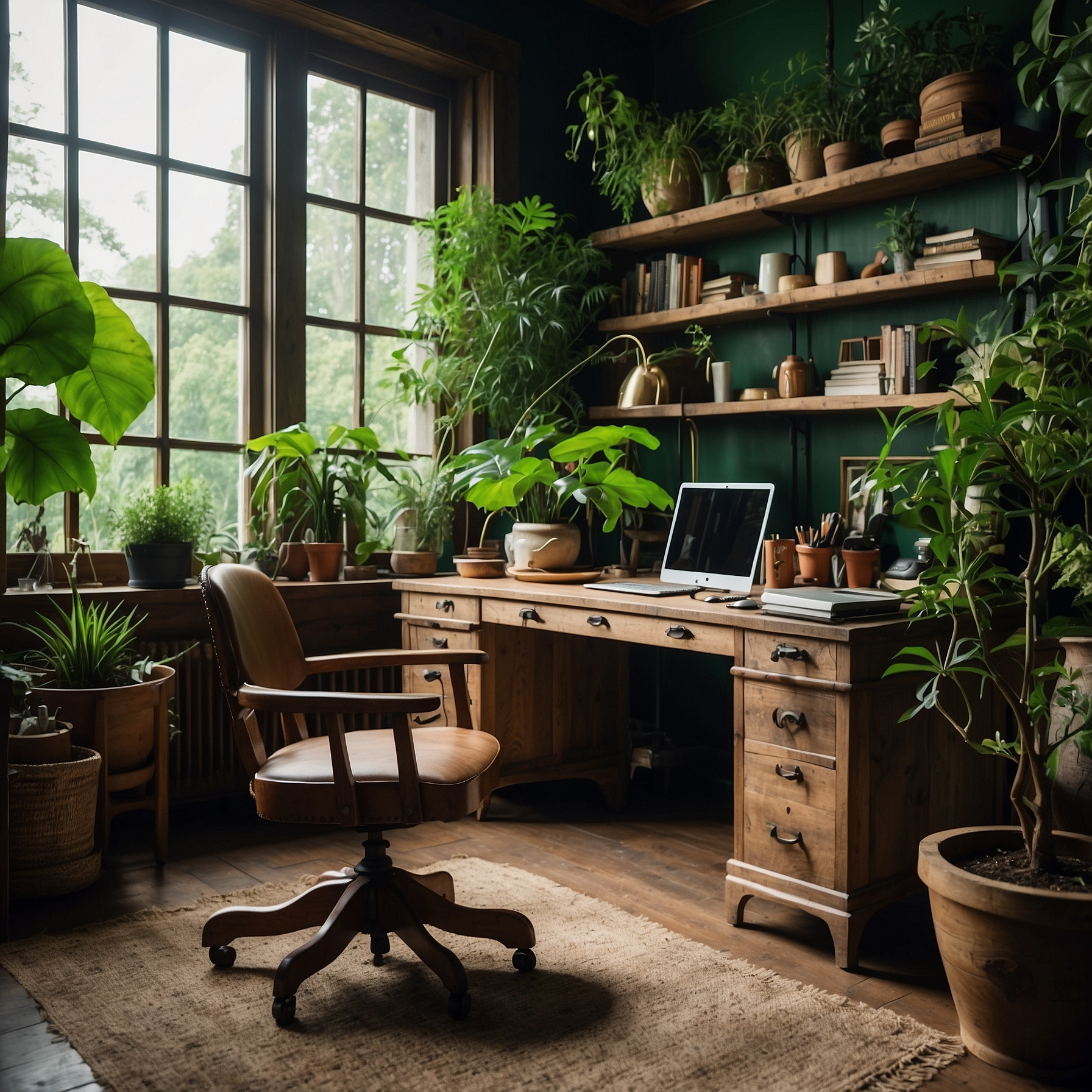 Serene and Productive Office with Nature Touch