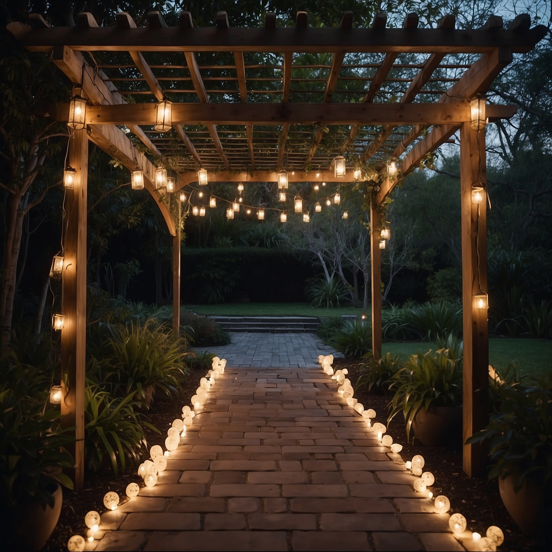 Pastel-Toned Garden Lighting