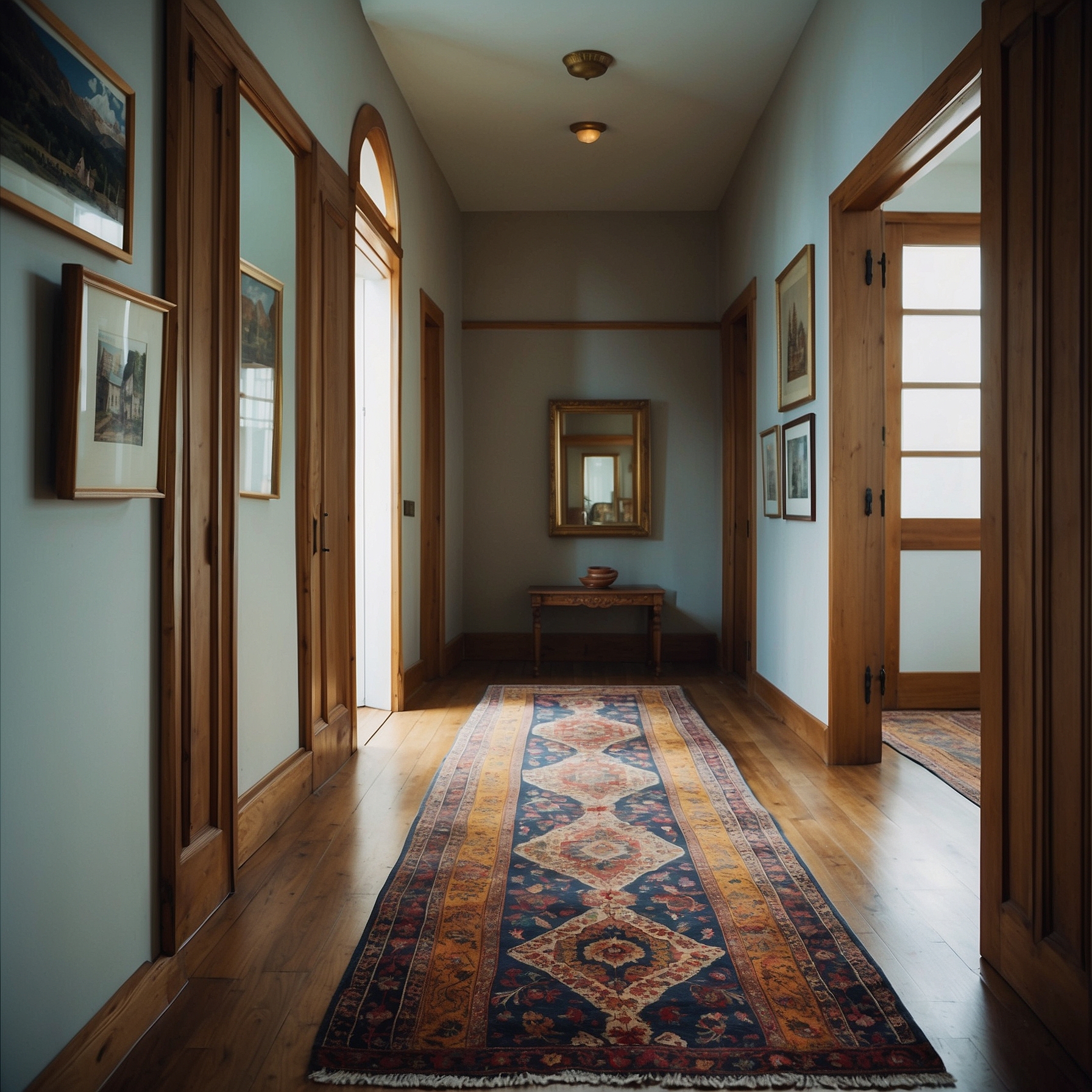 Enhancing hallway with stylish rugs and mats