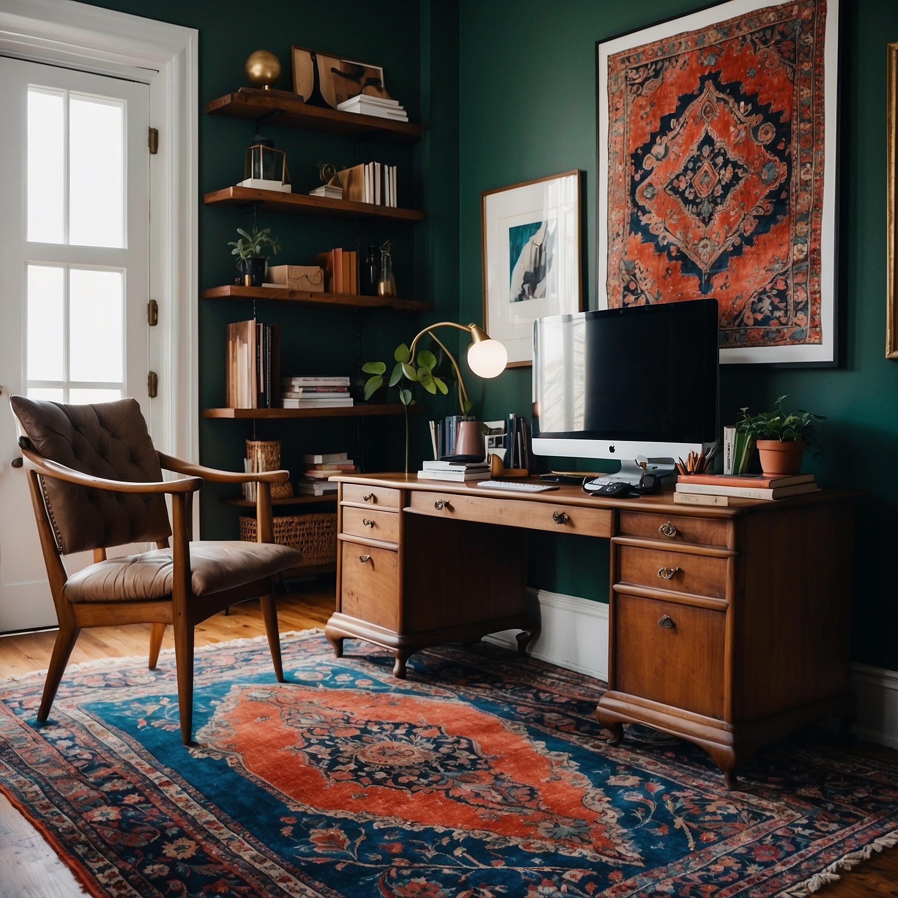 Dynamic Home Office Design with Rugs