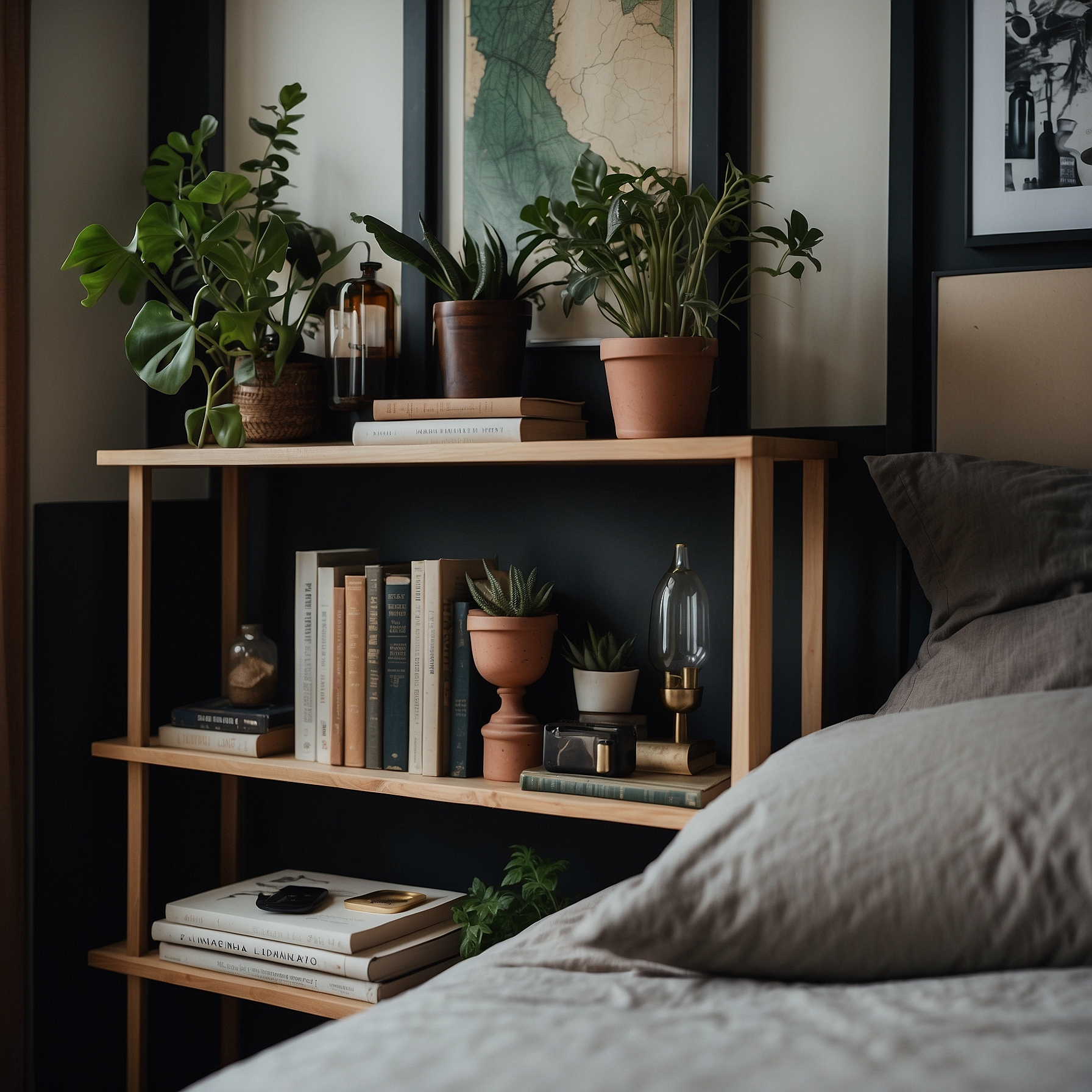 Elegant Bedroom Shelf Styling