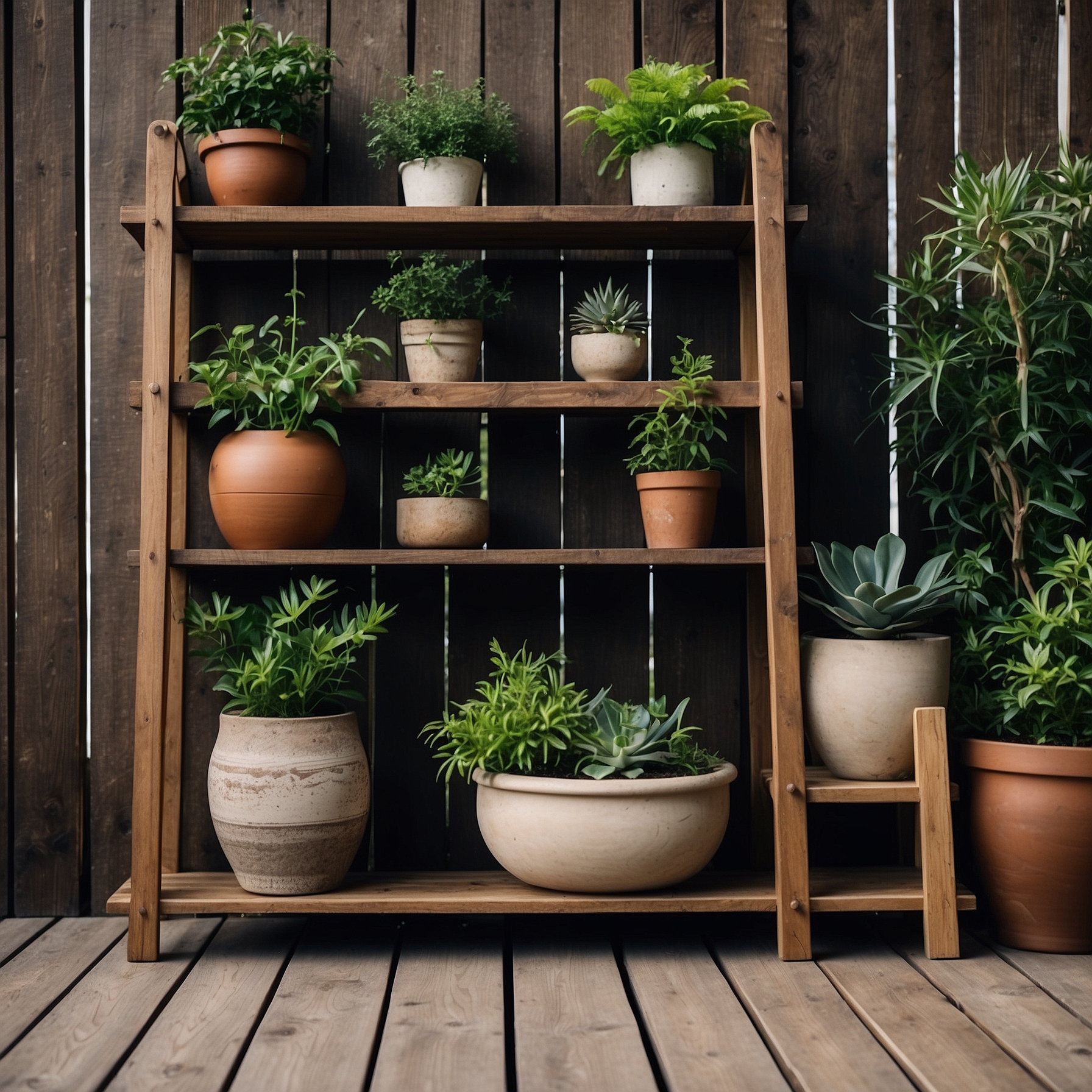 Decorated Garden Shelf