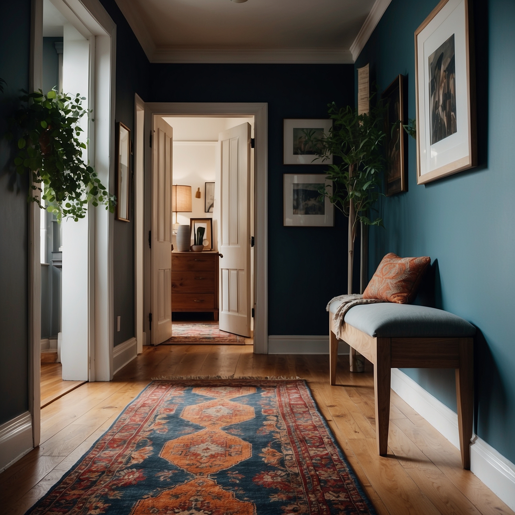 Final touches to hallway styling with rugs